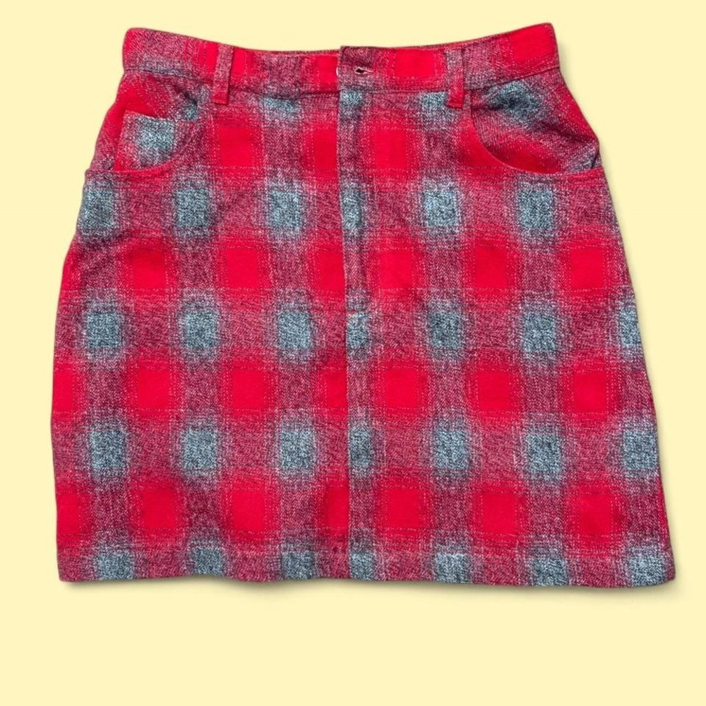 Stefano Basics Vintage red and grey plaid mini skirt‎